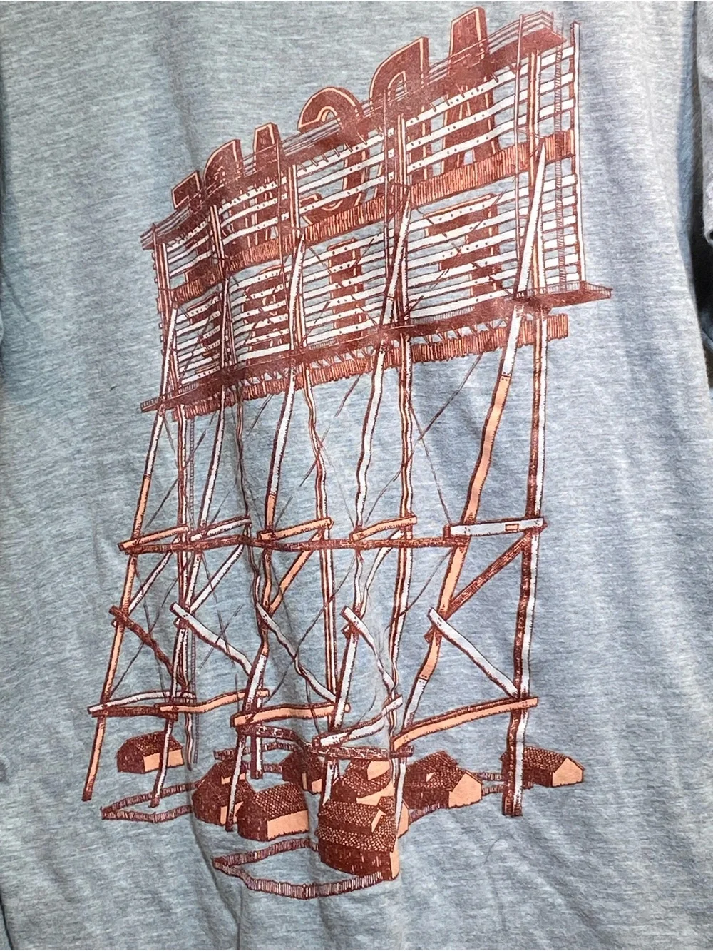 Gray Graphic Tee with Burnt Orange Billboard Print